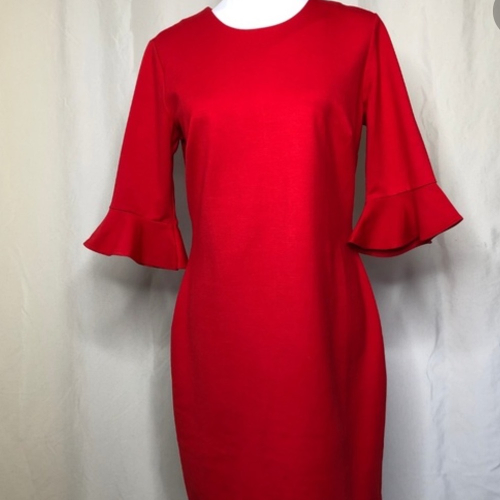Banana Republic Red Flutter sleeve sheath dress 00 petite